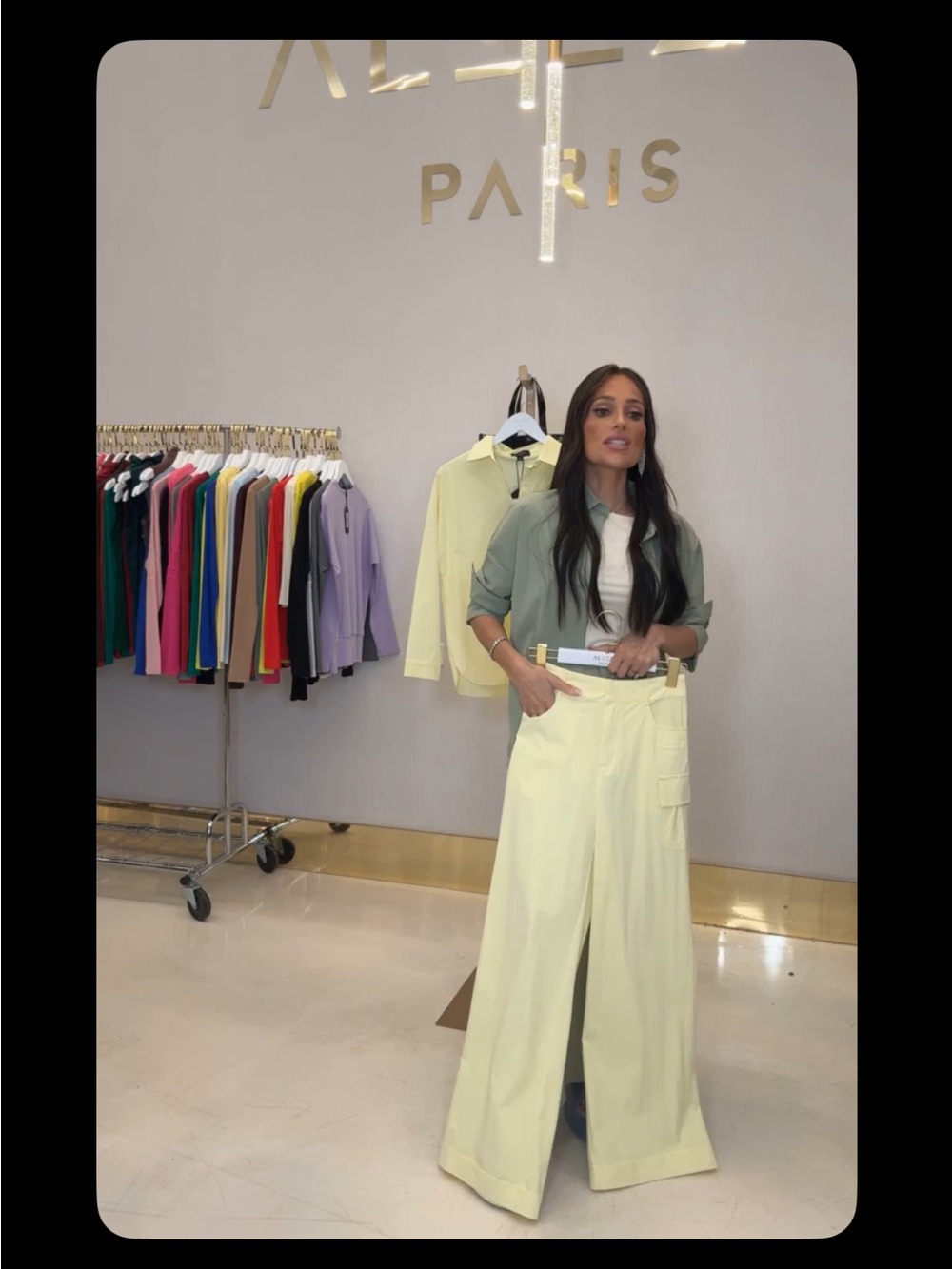 Another duplicate order - 28” pants $44 Wide-Leg Cargo Pants in Pale Yellow